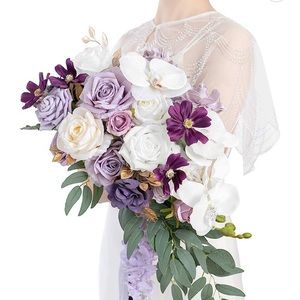 Purple and white wedding bouquet